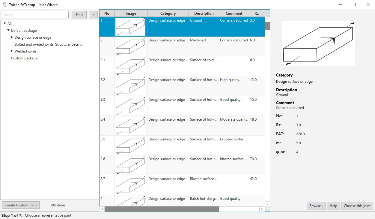 Picture 2: The Joint Wizard - a database of fatigue reference cases.