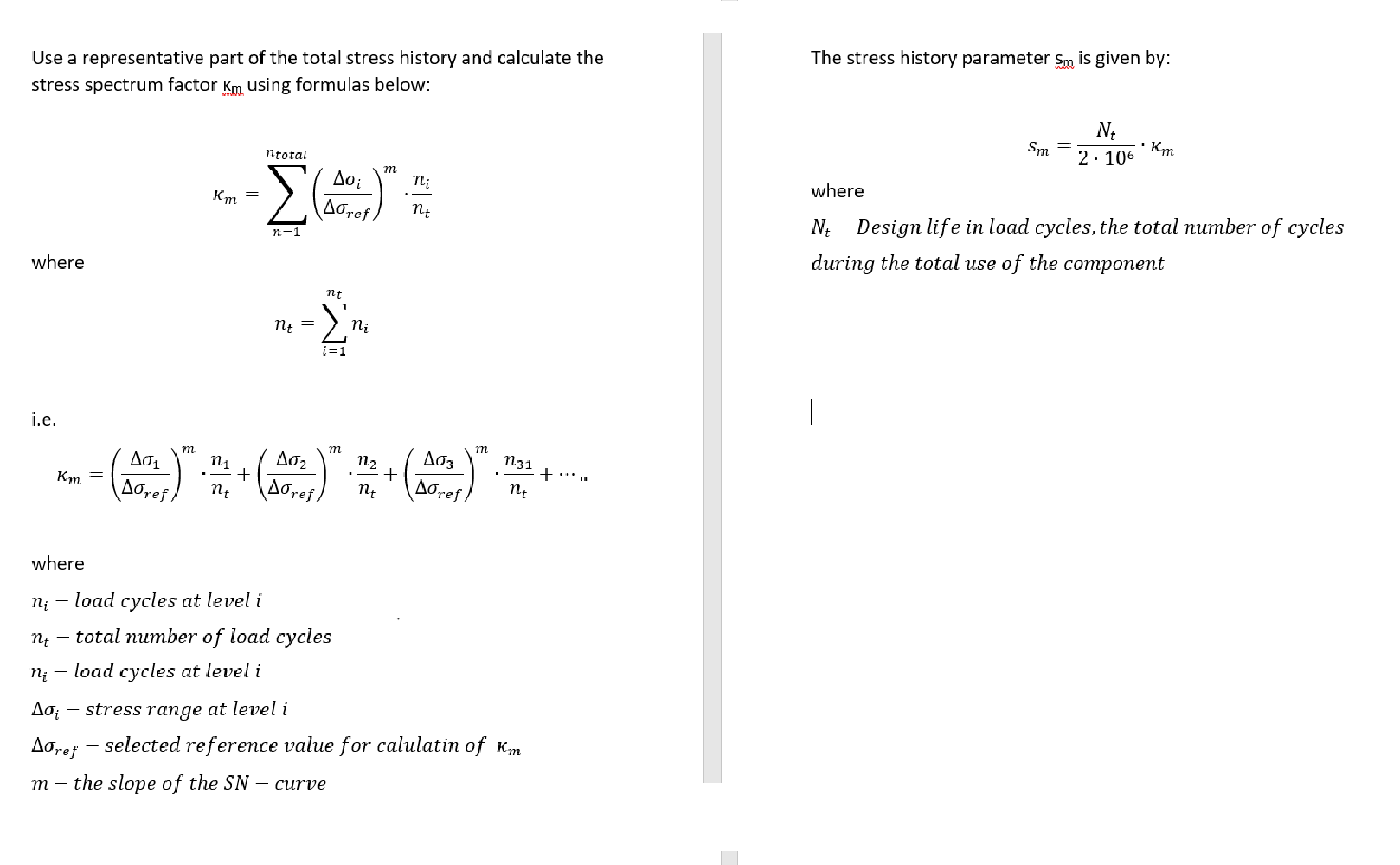 Picture 2: Spectrum factor and stress history parameter calculation